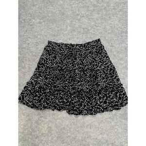 Ava Christine Liberty Ruffled Mini Skirt Womens Sz L Black/White Cottage Core